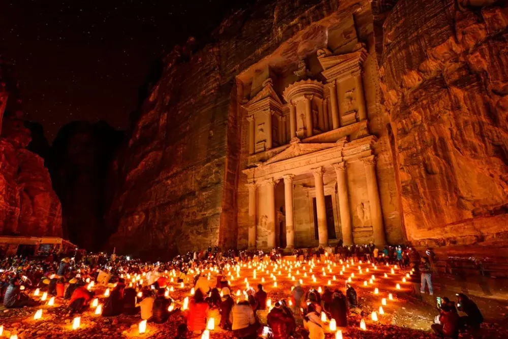 visiting petra by night